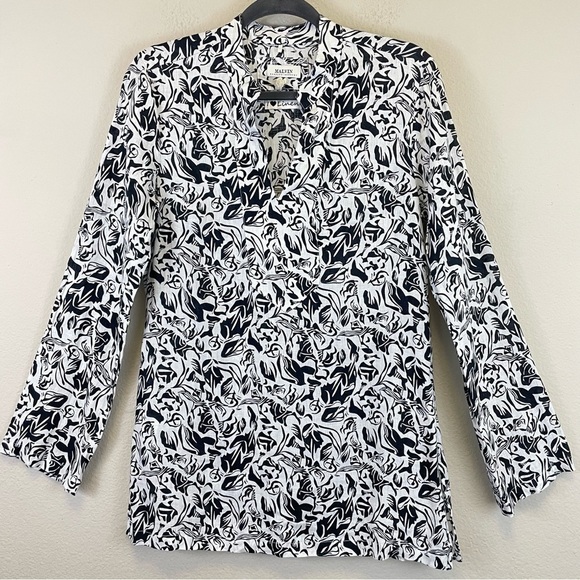 Malvin Hamburg Germnany Tops - Malvin I Love Linen Black Floral Long Sleeve Collared Blouse Size Medium